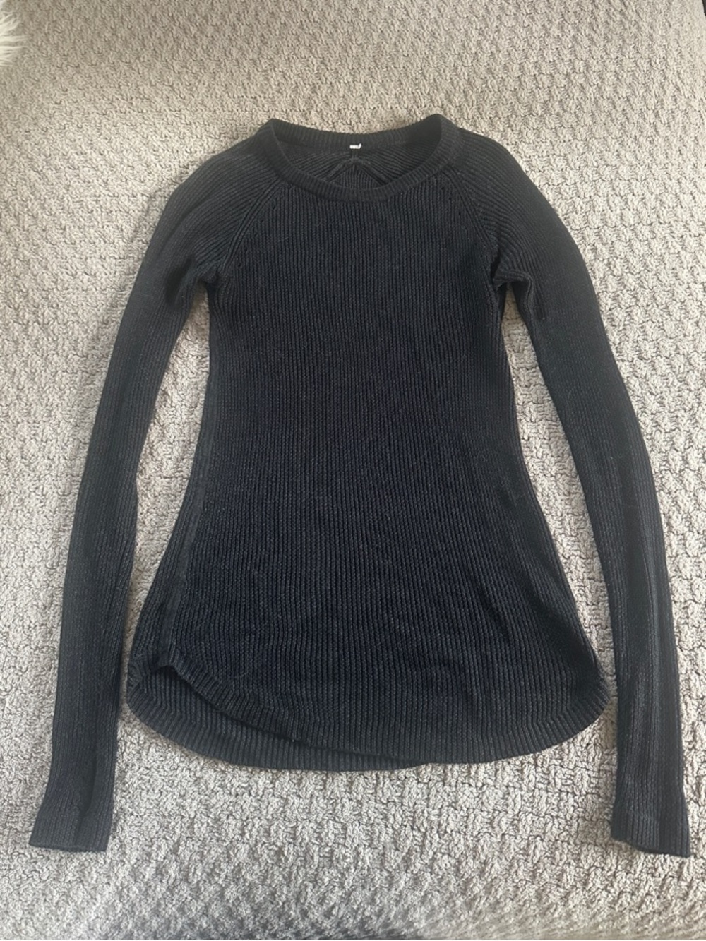 lululemon athletica Black Ribbed Long-Sleeve Knit Top